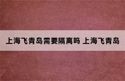 上海飞青岛需要隔离吗 上海飞青岛